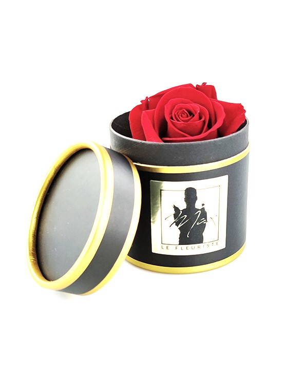 Flowerbox Rose Rouge éternelle Box noir • Max le Fleuriste