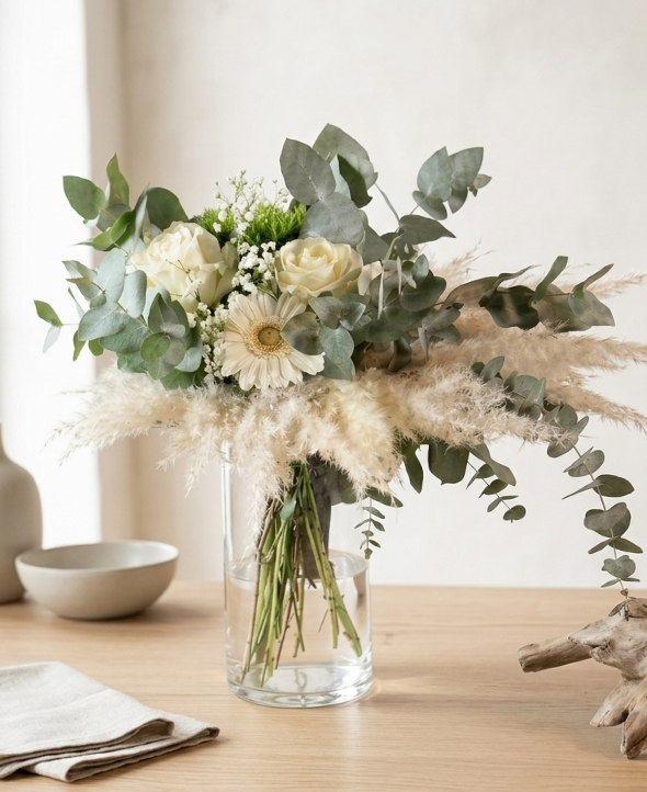 Bouquet Pampa & Eucalyptus · Signature Max le Fleuriste - Livraison de fleurs à domicile - Max le Fleuriste
