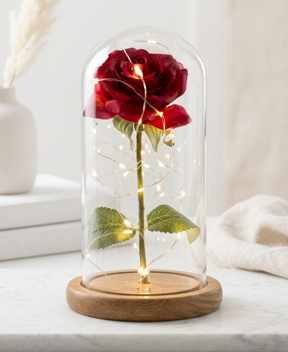 Rose Sous Cloche LED · Belle et la Bête | Max le Fleuriste - Livraison de fleurs à domicile - Max le Fleuriste